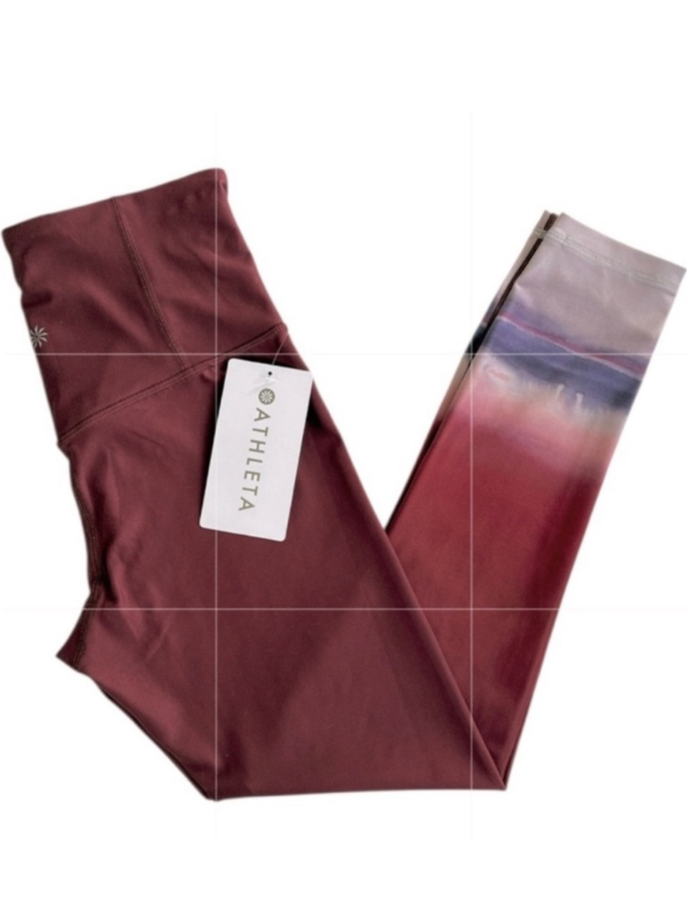 NWT Athleta Ultra High Rise Elation 7/8 Leggings Burgundy Dip Dye Size XS